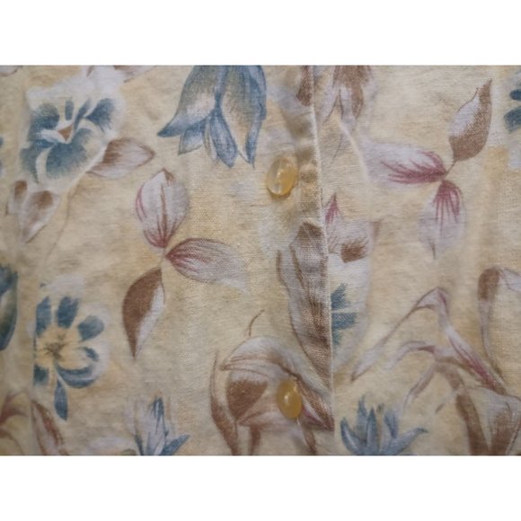 Dana Gibson Women's Linen Button-Up Shirt Medium Yellow Floral - Picture 3 of 3